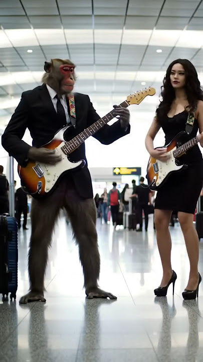 viral monyet main gitar listrik di bandara kota vietnam #shorts #music #guitar