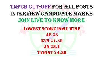 TNPCB Interview selected candidates list with Cutoff marks Assistant Engineer EVS Scientist