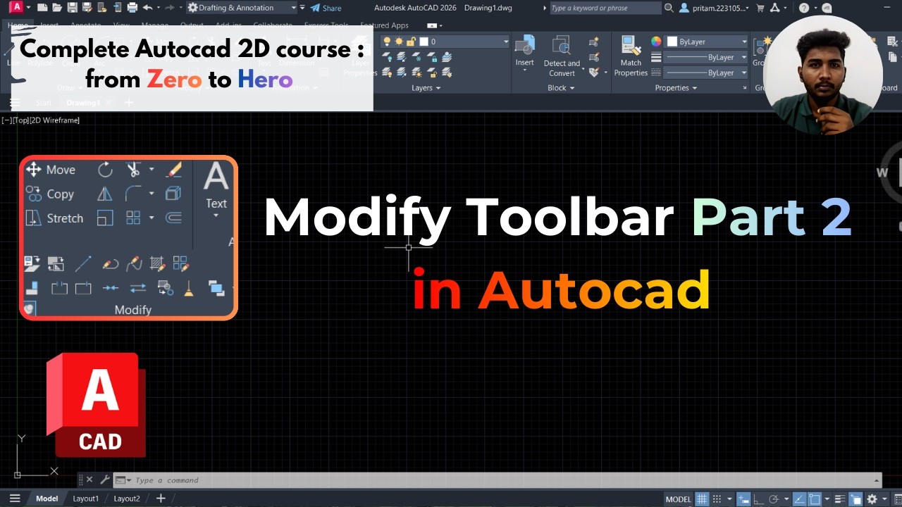 Modify Toolbar in AutoCAD (Part 2) | Offset, Trim, Extend, Fillet ...