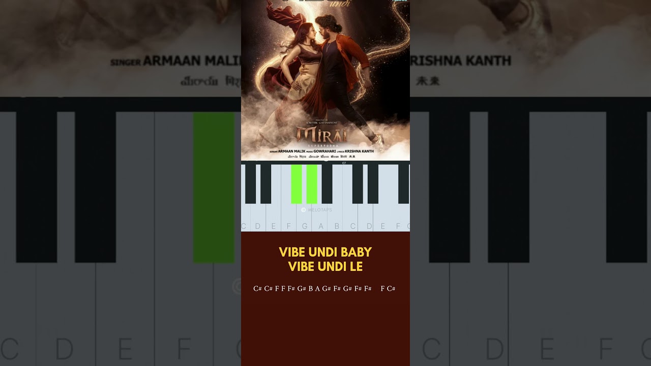 Vibe Undi - piano tutorial | Mirai | Ritika Nayak | |Armaan Malik 