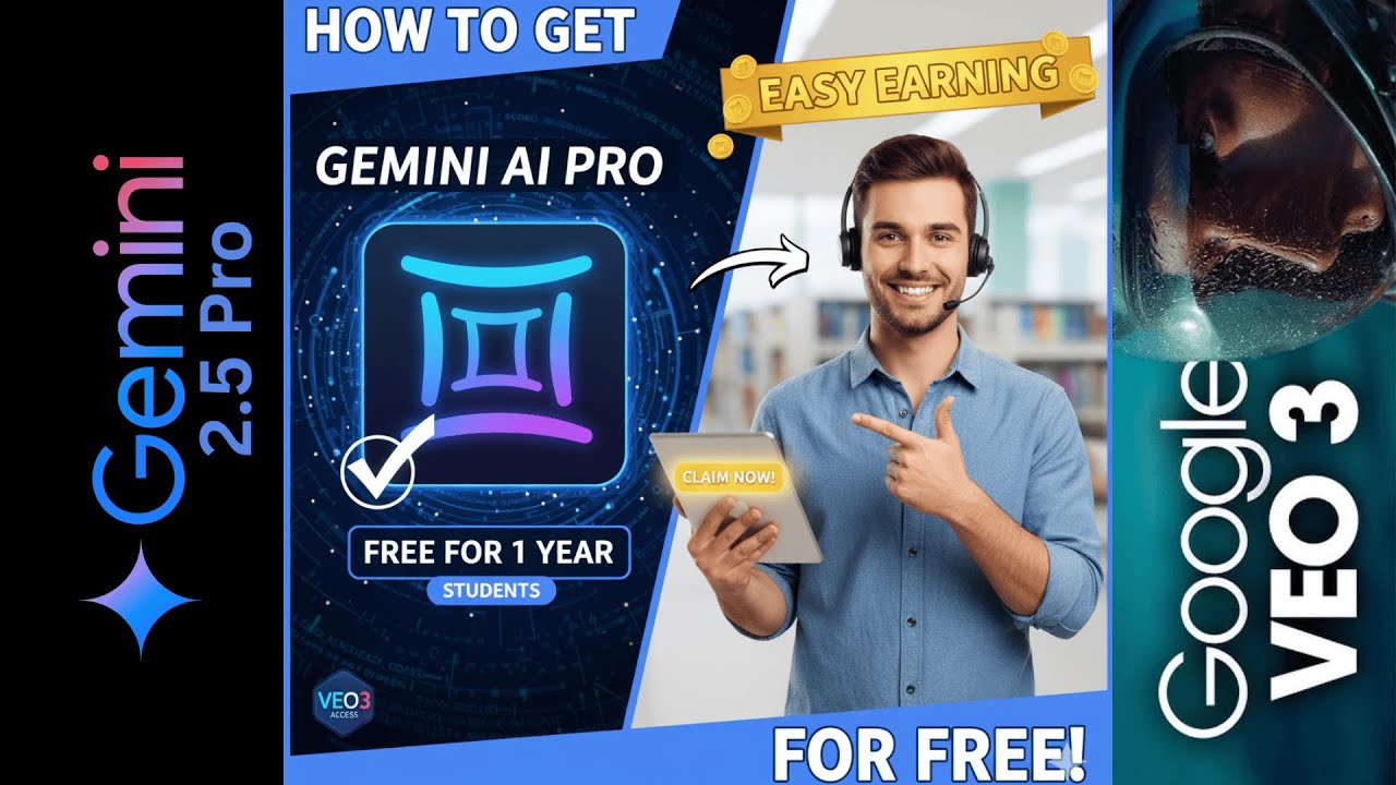 Gemini AI Pro (VEO 3 সহ) একদম FREE ১ বছরের জন্য | HOW TO GET GEMINI AI ...