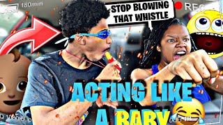 Acting Like A "BABY" To See How My GIRLFRIEND  Reacts...**HILARIOUS**