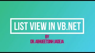 LIST VIEW IN VB.NET