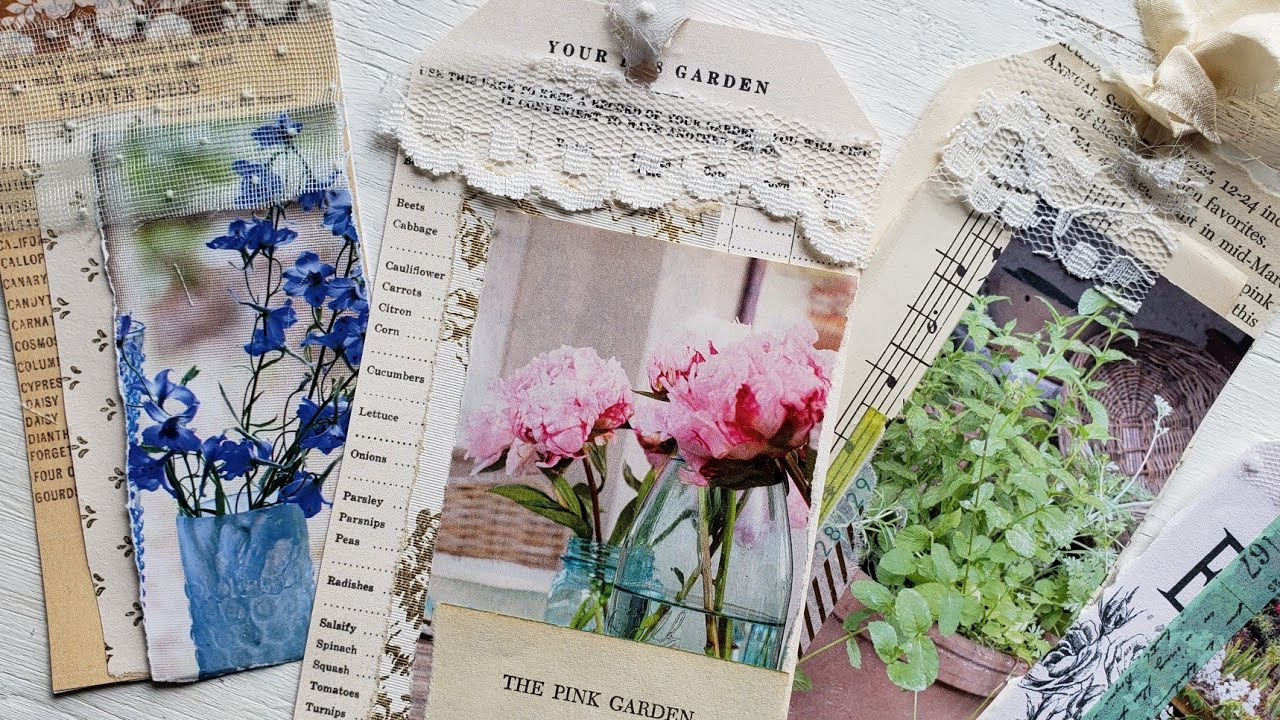 Craft with Me - how to make collaged Flower Tags - YouTube