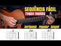 Como tocar uma sequencia fcil de acordes para aplicar em muitas musicas  sem pestana 