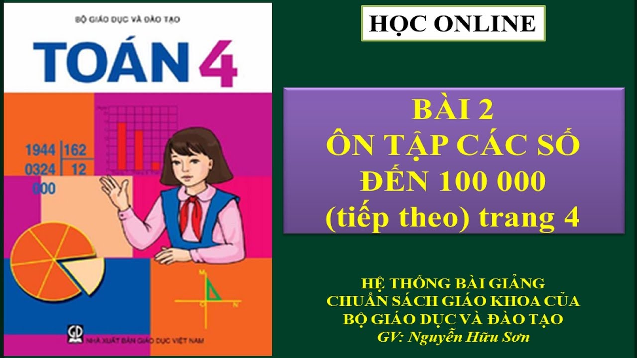 Toán 4: Bài 2 Ôn tập các số đến 100000 tiếp theo - youtube