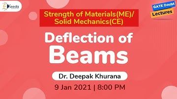 Strength of Materials(ME) / Solid Mechanics(CE) - Deflection of Beams | 9 January | 8 PM