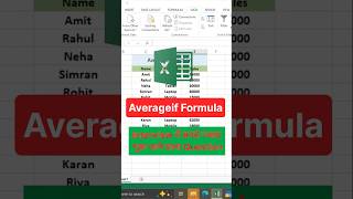 AverageIF Function in Excel with Sales Data | #excel #exceltips #exceltricks #excelshorts #ytshorts