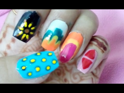 5 Easy Nail Art Designs for SHORT NAILS - YouTube