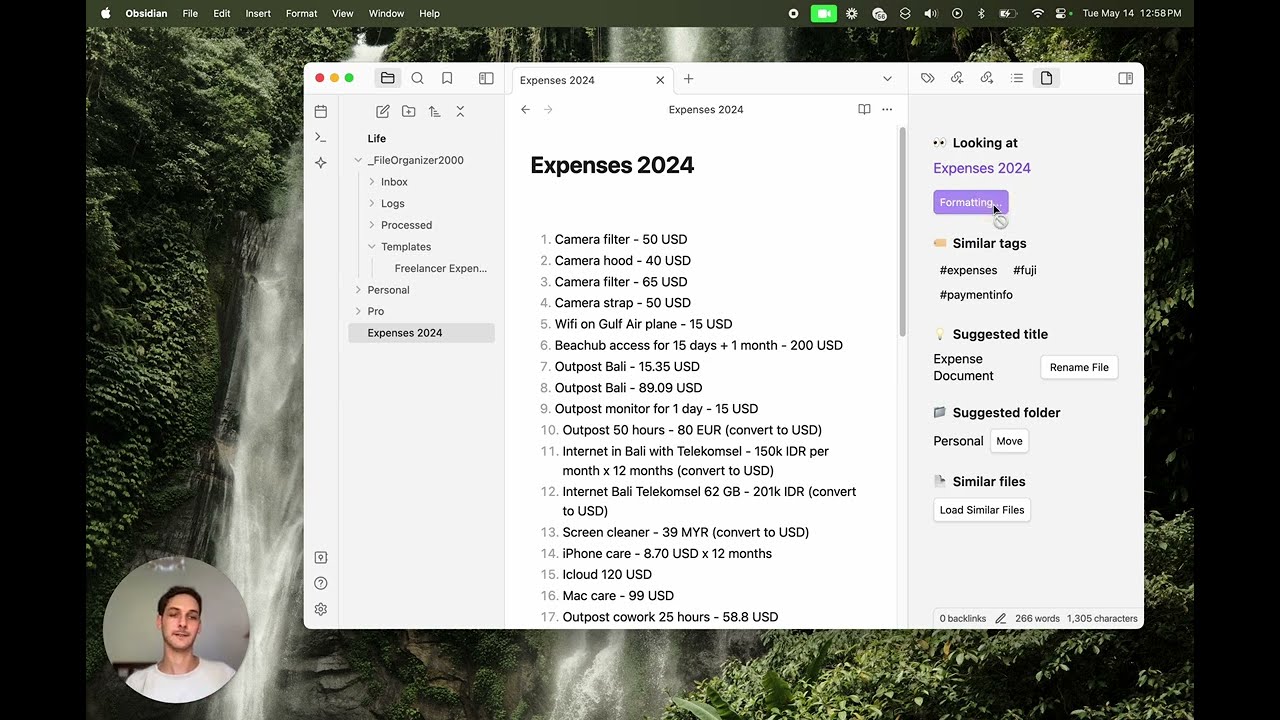 How I use AI inside Obsidian to keep track of my expenses