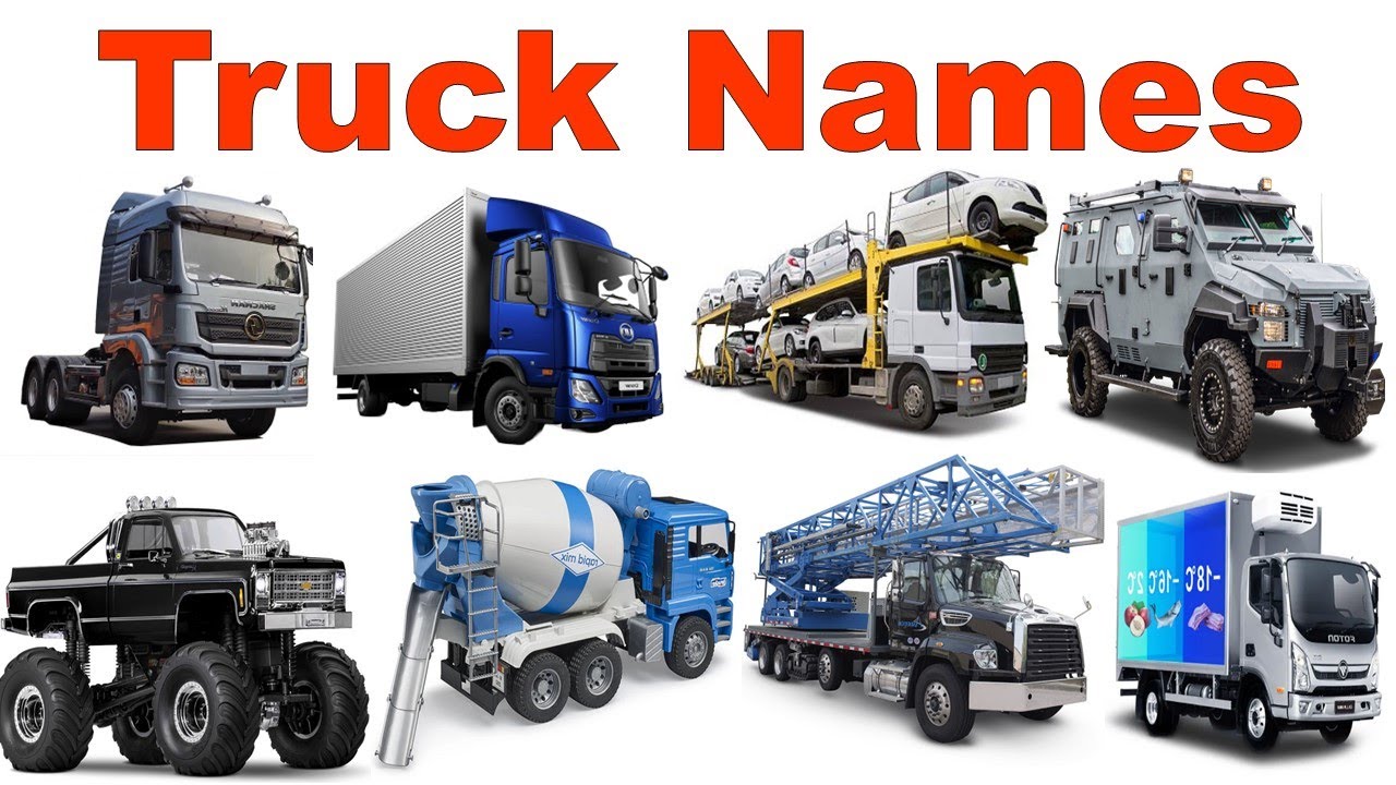 50 Truck Names in English  | Types of Trucks | Trucks Collection | Fire, Garbage, Dump and More