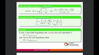 Advanced Statistics - Week 2 - Testing two population means with unknown equal variances