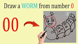 How To Draw A Worm From Number 0 Step By Step Drawing By Numbers Easily
