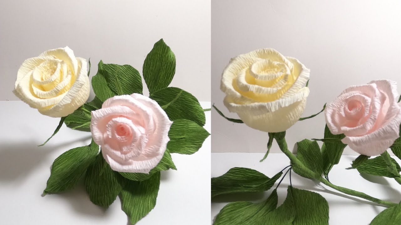 制作纸花玫瑰花的另一种方法- How To Make Rose From Crepe Paper - Paper Rose Flower Tutorial