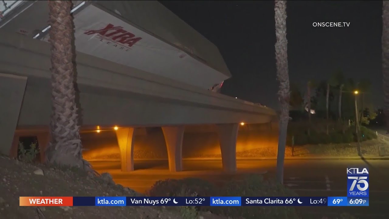 Santa Ana winds topple trees and overturn semi YouTube