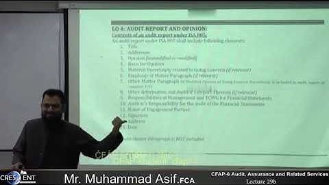 CFAP 06 | Lecture 29 B |  Sir Asif | December 24 | Audit , Assurance and Related Services