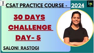 CSAT 30 DAYS Challenge -Important questions| | Day -5  | CSAT Preparation | Saloni Rastogi
