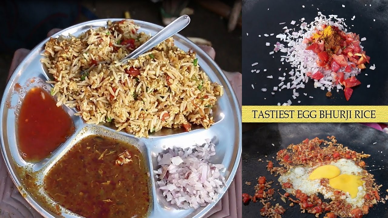 TASTIEST EGG BHURJI RICE MUMBAI STREET FOOD INDIAN STREET FOOD YouTube