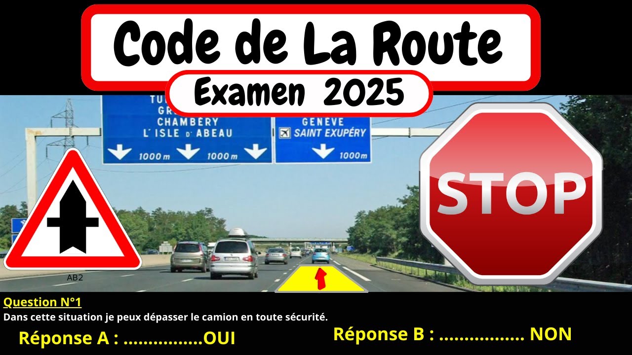 🚗 Test gratuit du code de la route 2025 📚 Complet #6