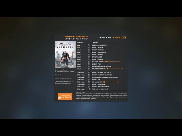 Assassins Creed Valhalla v1.0.2-v1.6.2 Plus 20 Trainer-FLiNG 