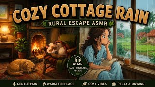 “Cozy cottage rain ASMR | Monsoon ambience with fireplace for deep sleep and relaxation”🌿🔥🌧️🌸