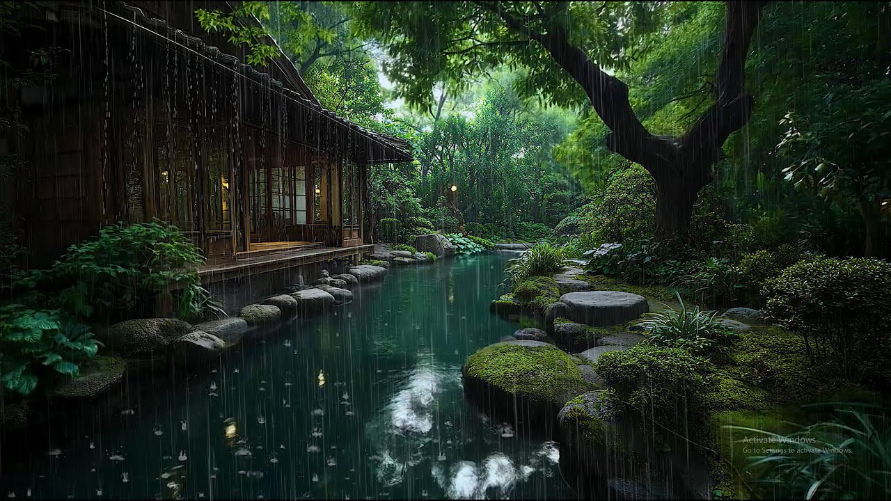 Soothe Your Mind and Body with Rain In Japanese Garden 🍀 Enhance Your Sleep Routine with Rain