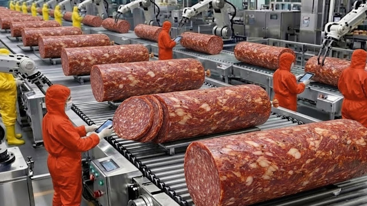 Cómo se hace el salami picante en la fábrica | Dentro de la línea de producción de embutidos