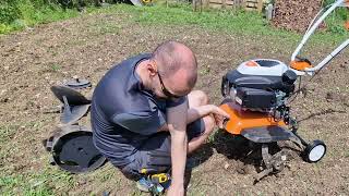 Stihl petrol tiller MH 585 and attachments review