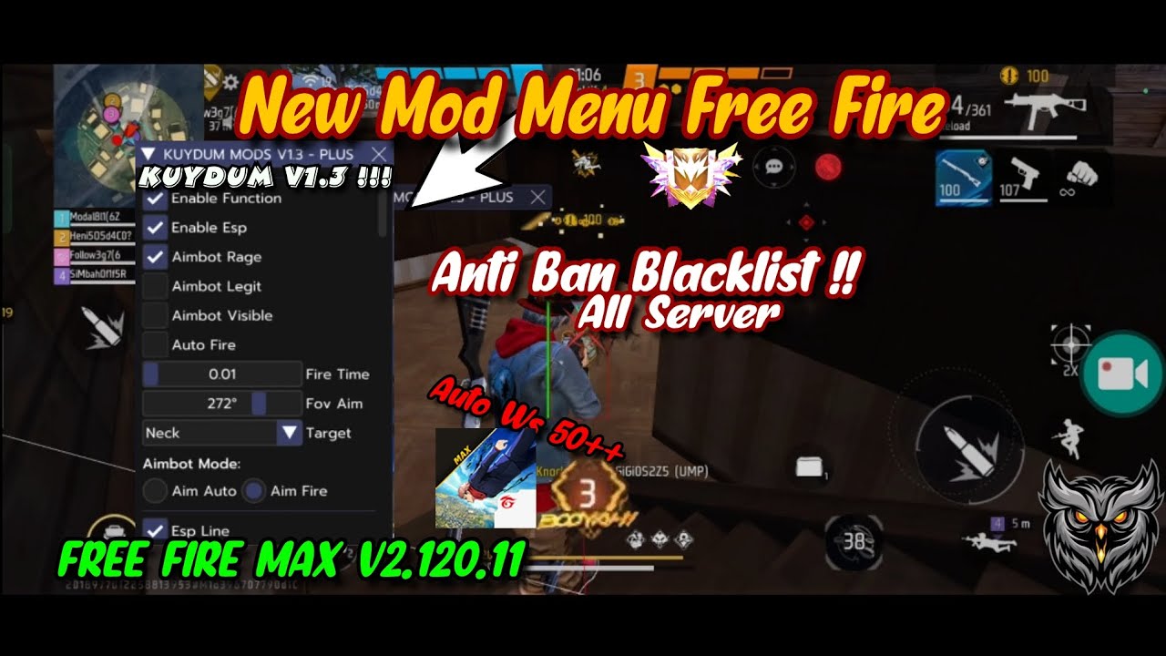 NEW MOD MENU FFM ⚡ | KUYDUM | V1.3 | SAFE NO BAN / BLACKLIST 🥶 | BISA MABAR🤩