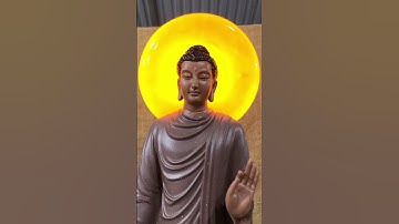 Tượng Phật Thích Ca ban Phước bản cao 60cm gắn hào Quang Mặt Trăng chất liệu composite cao cấp