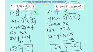 Unit 1 Notes 4 graphing lines in any form part 2