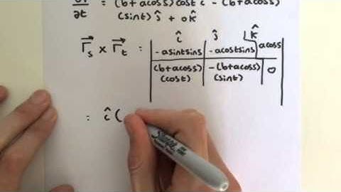 Using a surface integral to derive the surface area of a torus (part 4) - The cross product
