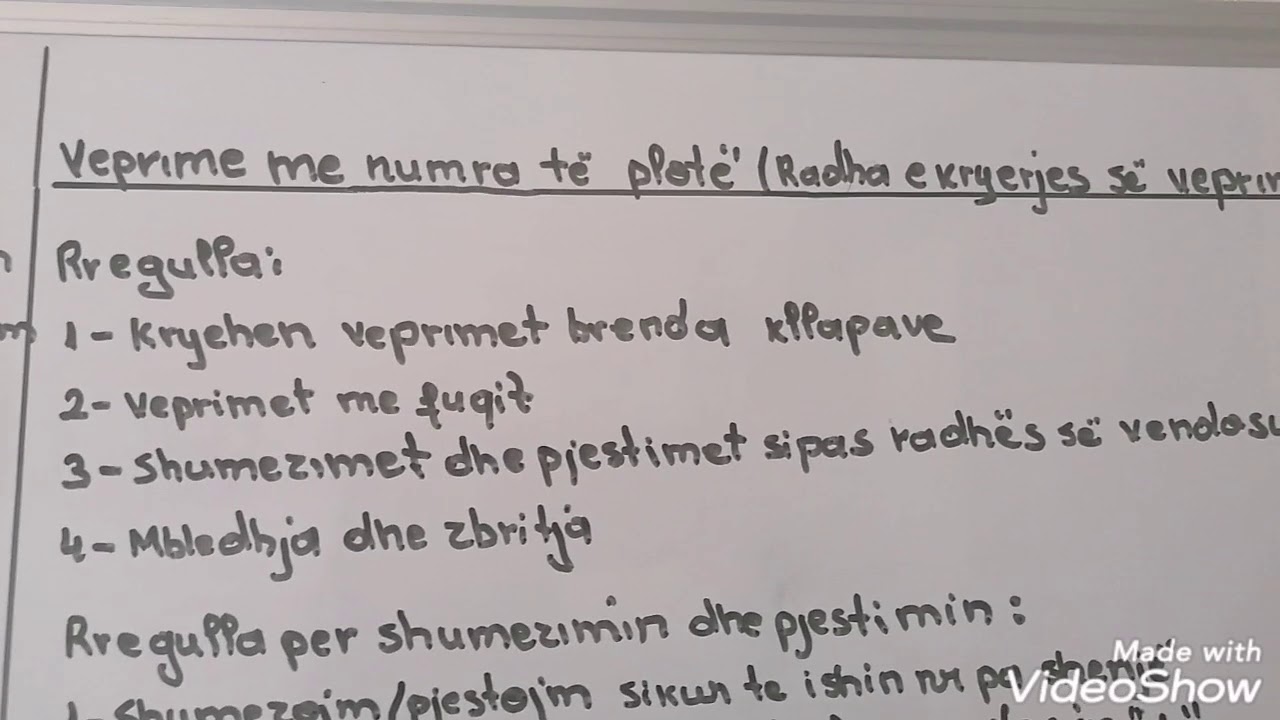 Matematika 7 - Veprime me numra te plote (radha e kryerjes se veprimeve)
