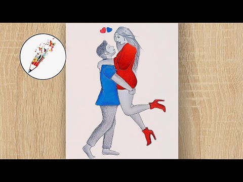 How To Draw A Cute Couple || How To Draw A Couple On Loving || Step By ...