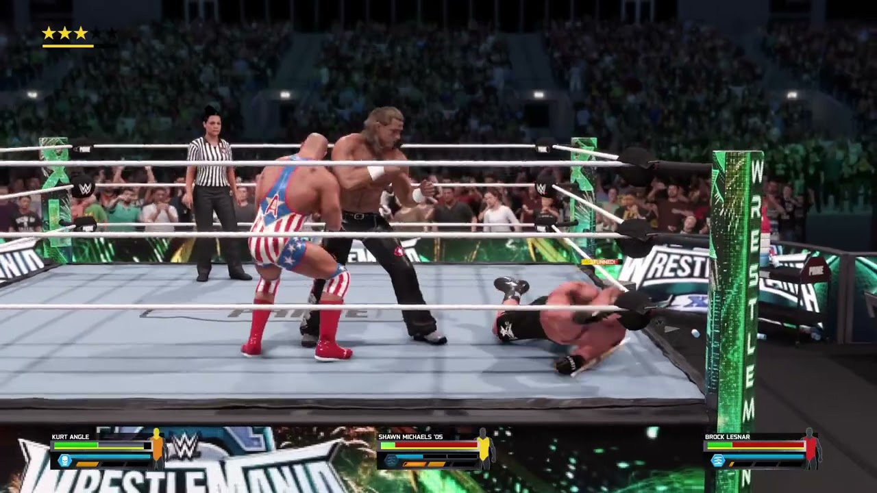 Курт Энгл против Брока Леснара против Шона Майклса: Эпический тройной бой! WWE 2K25 💥 