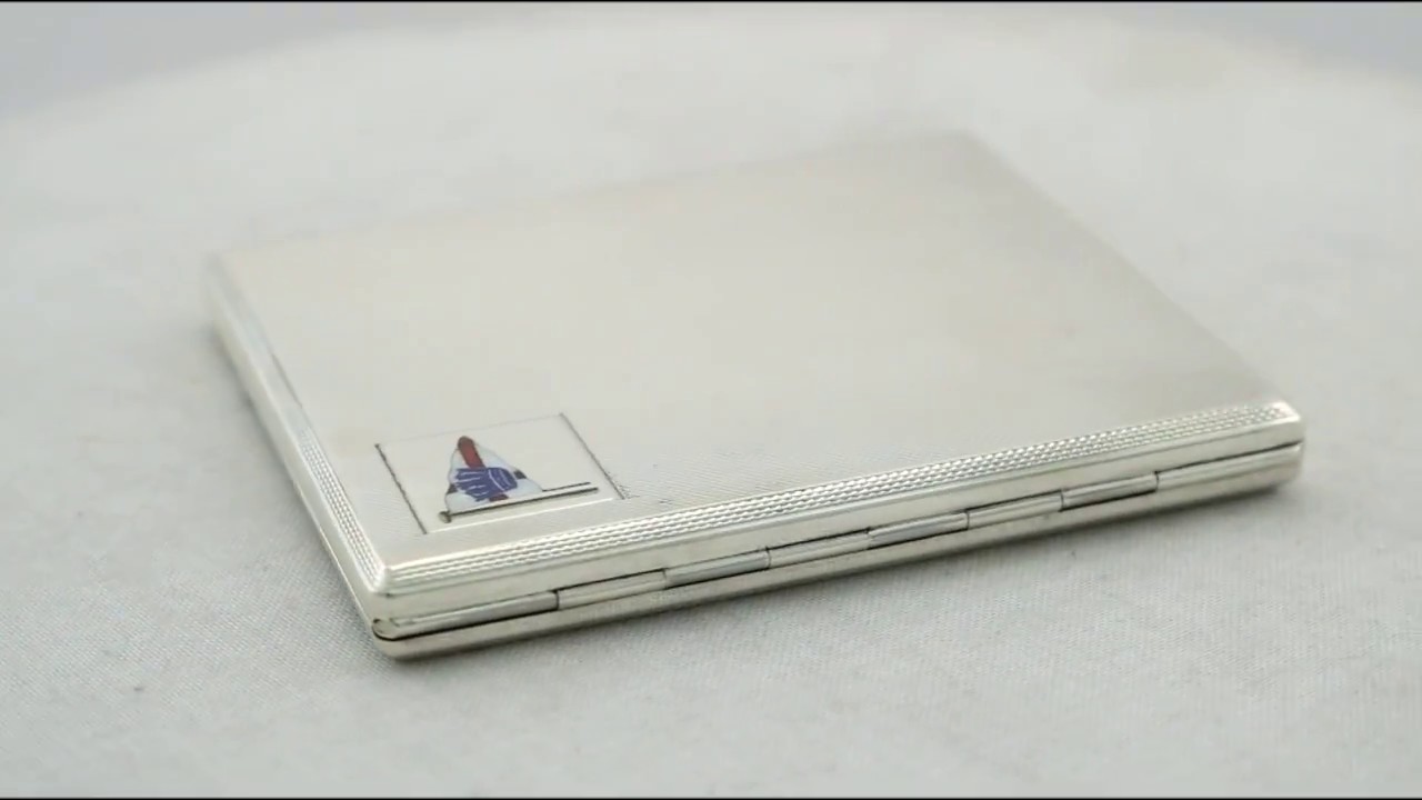 Sterling Silver and Enamel Cigarette Case - Vintage George VI - AC Silver (A7824)