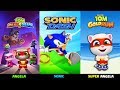 Talking Tom Hero Dash vs Sonic Dash vs Tom Gold Run - Super Angela vs Sonic vs Angela New Update