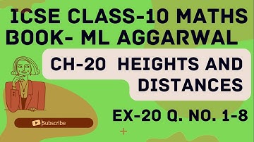ICSE Class 10 (2024-25) Ch-20 Heights And Distances Q. No. 1-8 Chapter  From ML AGGARWAL Part-1