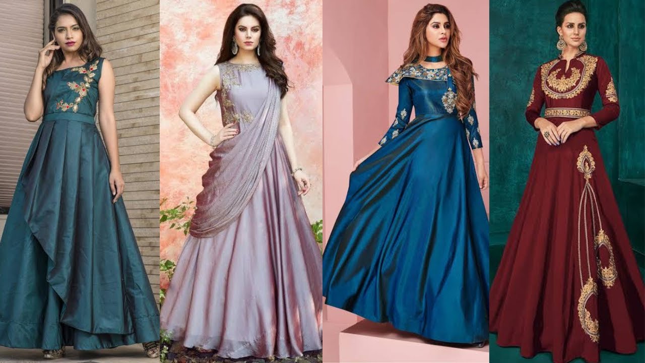 Buy Long NEELUZ Brand Tafetta Silk Gown At Retail at Rs.4585/Piece in thane  offer by Neeluz