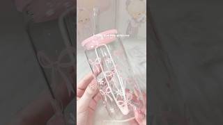 Cutest pink bow glass cup!!🎀 #coquette #coffeecup #wonyoungism #pink