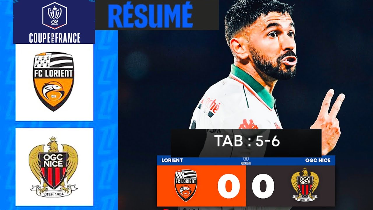 Лорьян - Ницца (0-0) ПЕНАЛЬТИ 5-6 | Итоги | Кубок Франции 2026 | Серия пенальти между ФК Лорьян и...