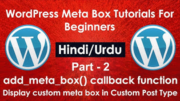 WordPress Meta Box Tutorials For Beginners Part # 2 | Display meta box in Custom Post Type
