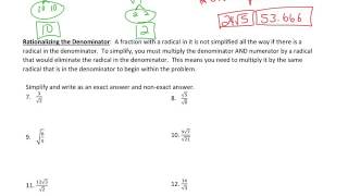 Module 13A Part 1 Notes 3:   Multiplying and Rationalizing Denominator