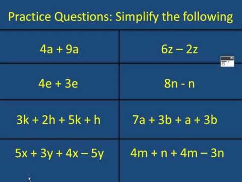 Basic Simplifying Algebra Mathscast
