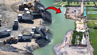 Episode​280| SHACMAN Dump Truck Delivery Stone​ Sand, Move Into Water Deep, To fill the foundation