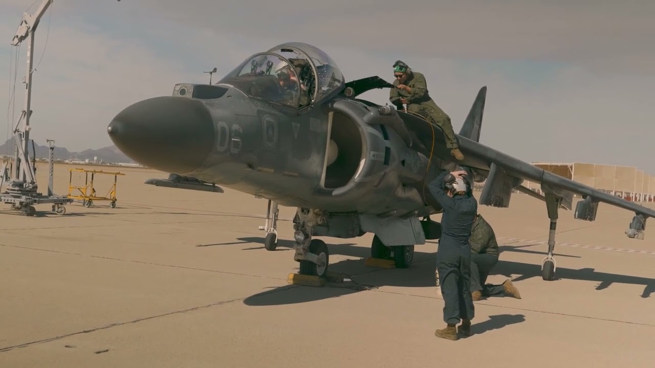 U.S. Marines begin the Demilitarization Process of an AV-8B