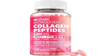 Hydrolyzed Collagen Peptides Pills for Women 2000mg Liposomal Form Type I, II, III, V, X for Optimal