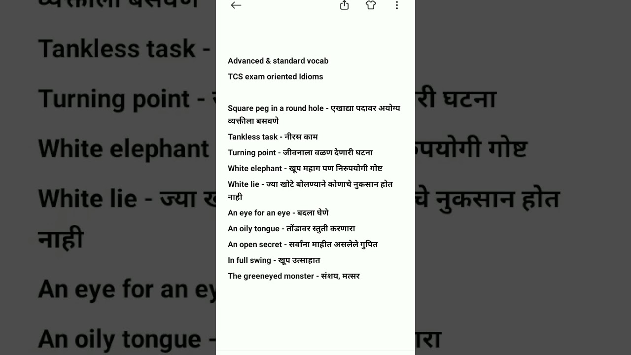 TCS pattern vocab.. Idioms.. subscribe for more 