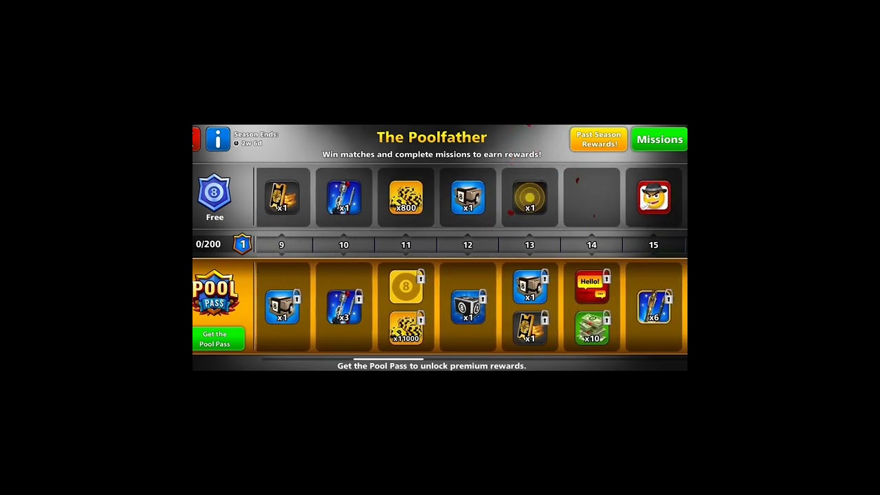 8 Ball Pool New Pool Pass Rewards