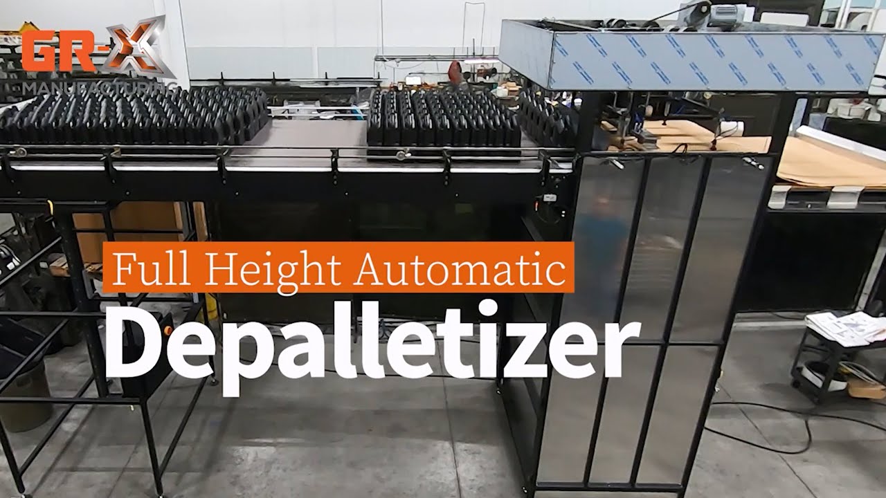 Automatic Depalletizer for unloading plastic containers, glass bottles or jars, and aluminum cans